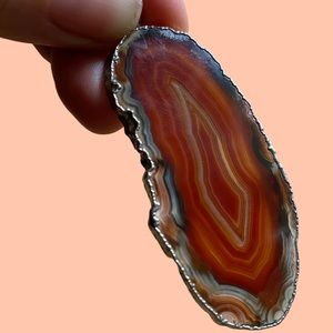 Beautiful Vintage Silver 925 + Carnelian stone necklace, great condition!